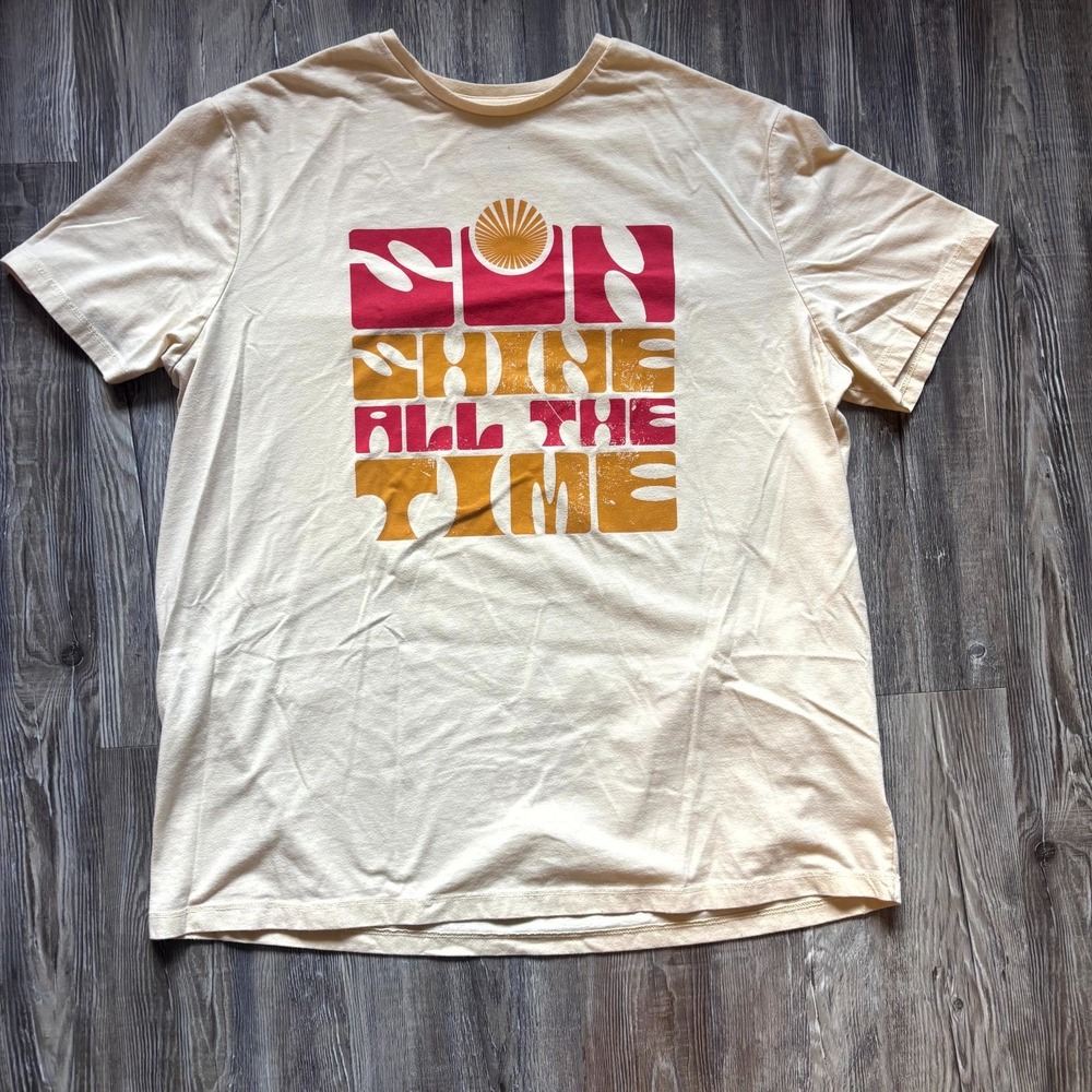 Goodfellow & Co Sunshine All The Time Graphic T-Shirt XL Beige Retro Sun Tee - Picture 1 of 6